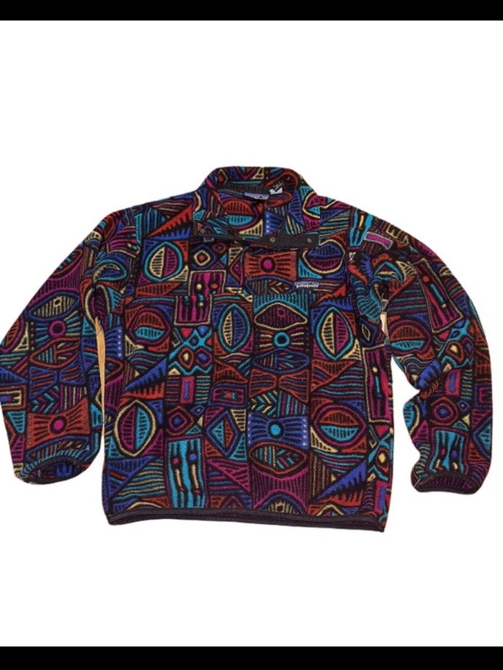 Geometric Fleece Pullover Vtg 90s Patagonia Snap T  Aboriginal 1995 synchilla